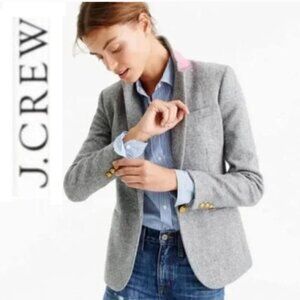 J.Crew Mercantile Schoolboy Blazer Grey Wool Size 8 Gold Buttons